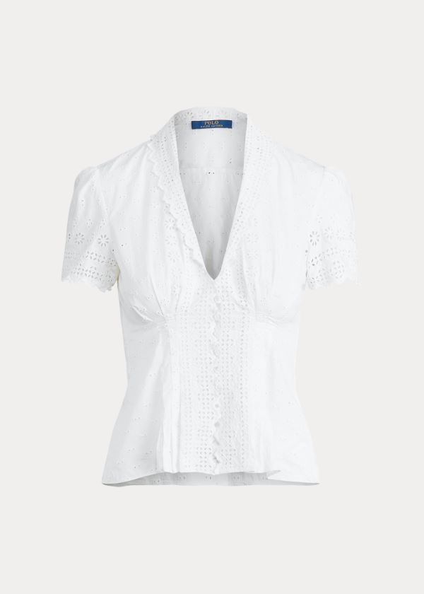 Blusa Polo Ralph Lauren Algodão Eyelet Peplum Mulher 49058-BQWF